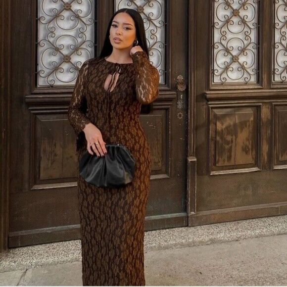 ZARA BOHO LONG LACE DRESS - Picture 3 of 16